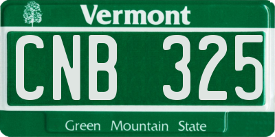 VT license plate CNB325