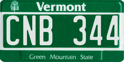 VT license plate CNB344
