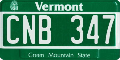 VT license plate CNB347