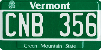 VT license plate CNB356