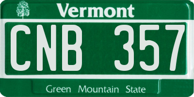 VT license plate CNB357