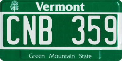 VT license plate CNB359
