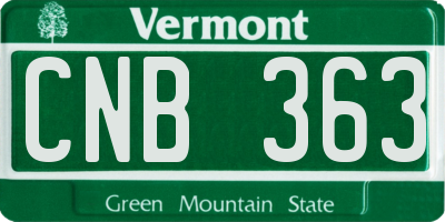 VT license plate CNB363