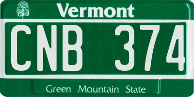 VT license plate CNB374