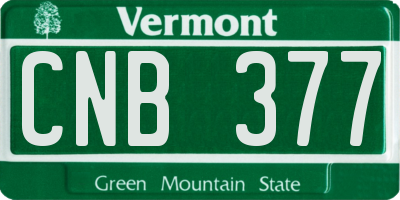 VT license plate CNB377