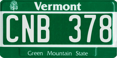 VT license plate CNB378