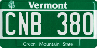 VT license plate CNB380