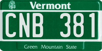 VT license plate CNB381