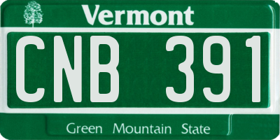 VT license plate CNB391