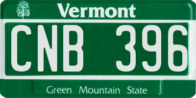 VT license plate CNB396