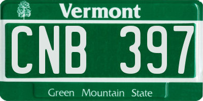 VT license plate CNB397