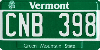 VT license plate CNB398