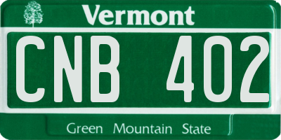 VT license plate CNB402