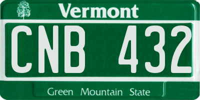 VT license plate CNB432