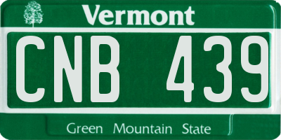 VT license plate CNB439
