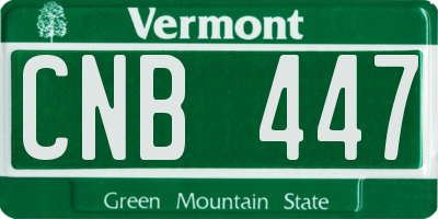 VT license plate CNB447