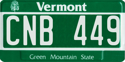 VT license plate CNB449