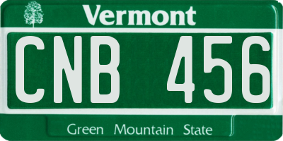VT license plate CNB456