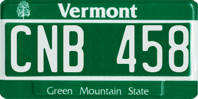 VT license plate CNB458