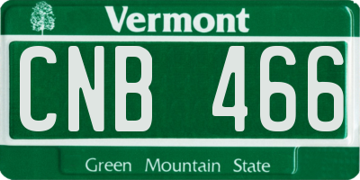 VT license plate CNB466