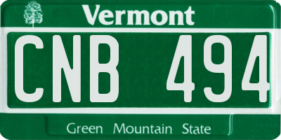 VT license plate CNB494