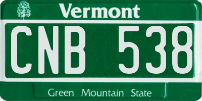VT license plate CNB538