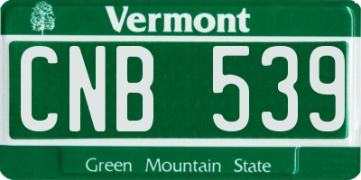 VT license plate CNB539