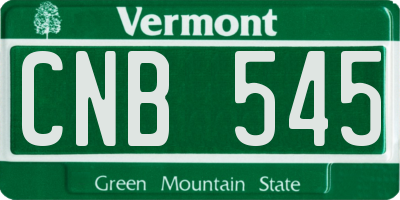 VT license plate CNB545