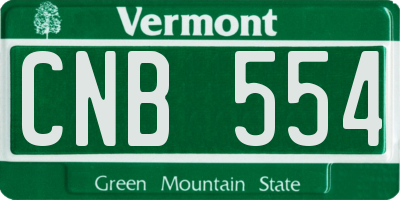 VT license plate CNB554