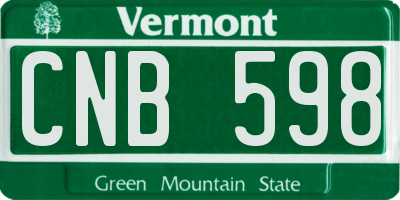 VT license plate CNB598