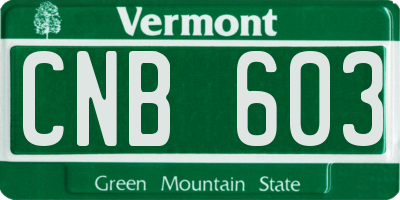 VT license plate CNB603