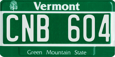 VT license plate CNB604