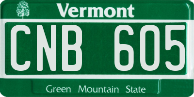 VT license plate CNB605