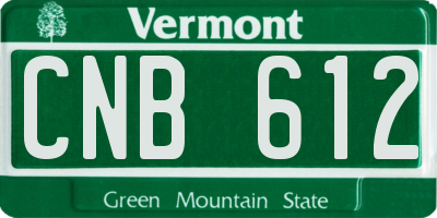 VT license plate CNB612