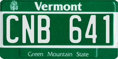 VT license plate CNB641