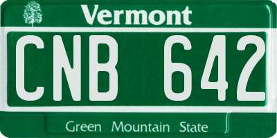 VT license plate CNB642