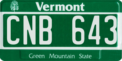 VT license plate CNB643