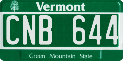 VT license plate CNB644