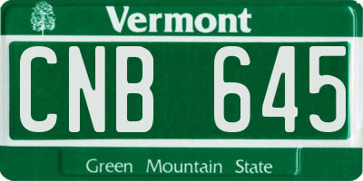 VT license plate CNB645