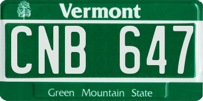 VT license plate CNB647