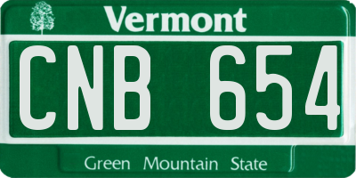VT license plate CNB654