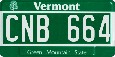 VT license plate CNB664
