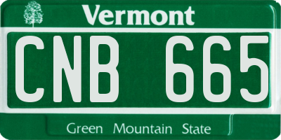 VT license plate CNB665