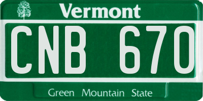 VT license plate CNB670