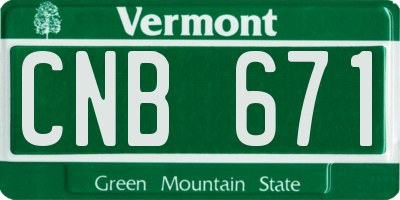 VT license plate CNB671