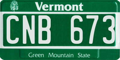VT license plate CNB673