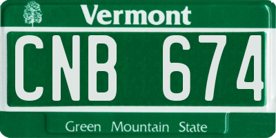VT license plate CNB674