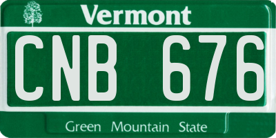 VT license plate CNB676