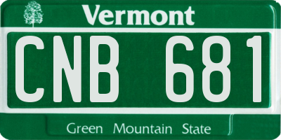 VT license plate CNB681