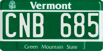 VT license plate CNB685